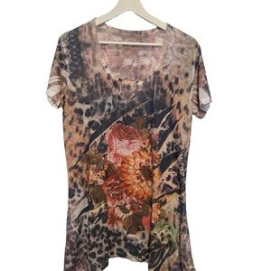 Floral Leopard Print Blouse